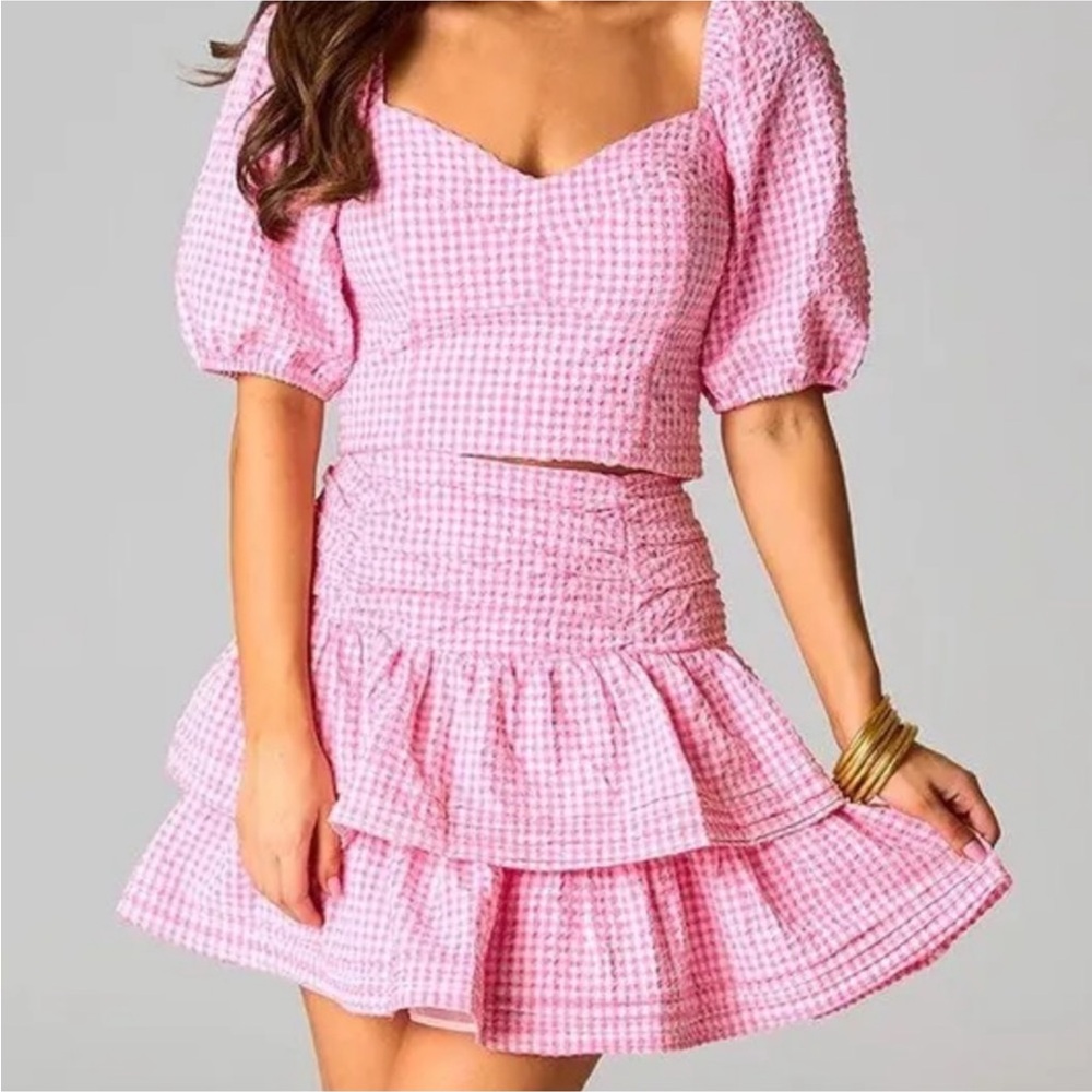 Buddy Love Pink and White Gingham 2 Piece Set Size Small
